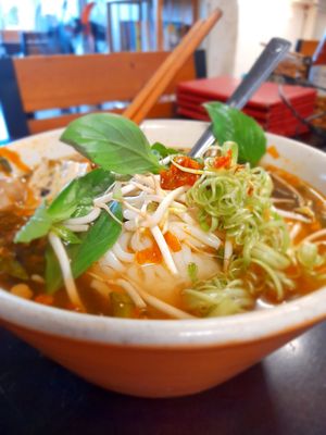 Eating at home my take away Bun Hue #Veganuary at Bà Tư in Ho Chi Minh City