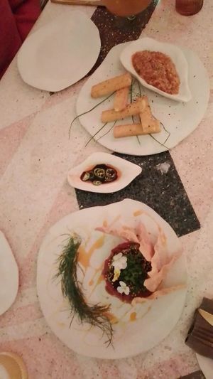 Panisse de Polenta y Tártar de Sandía at El Mundo Restaurante in Mexico City