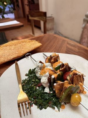 Seitan skewers   at El Mundo Restaurante in Mexico City