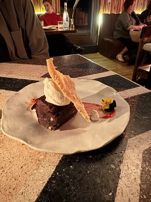 Tahini brownie   at El Mundo Restaurante in Mexico City