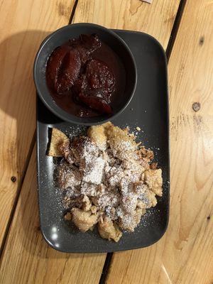 Dessert: Kaiserschmarrn with plums #Veganuary at Seenswert - Vegane Pension und Ferienwohnungen am Ammersee in Paehl