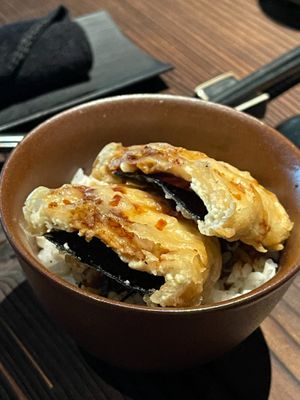 Unagi Modoki
seaweed. tofu. taro imo. shichimi. crispy taro chips
 at KUKI Vegan in Kuala Lumpur