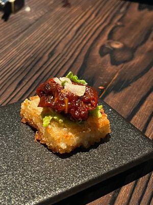 🍉Spicy Watermelon Ahi watermelon. avocado puree. sesame seeds.
macadamia nut. garlic. onion
 at KUKI Vegan in Kuala Lumpur