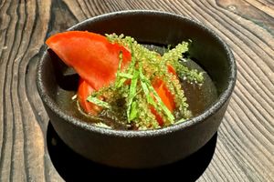 Tomato and sea-grape saladd  at KUKI Vegan in Kuala Lumpur