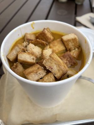 Pumpkin curry with tofu at GoodLife Cafe and Bakery in Mendocino