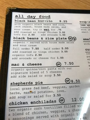 Rice and beans plate with tofu at GoodLife Cafe and Bakery in Mendocino