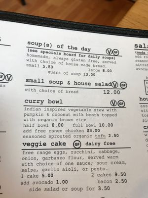 Vegan options at GoodLife Cafe and Bakery in Mendocino