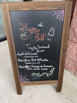 Fall menu  at Calypso Coffee Bar  in Apopka
