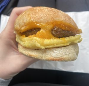 Vegan sausage, egg, and cheese breakfast sandwich  at Calypso Coffee Bar  in Apopka