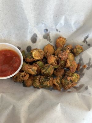 fried okra with marinara saucee  at Squires Corner Kitchen in Lexington