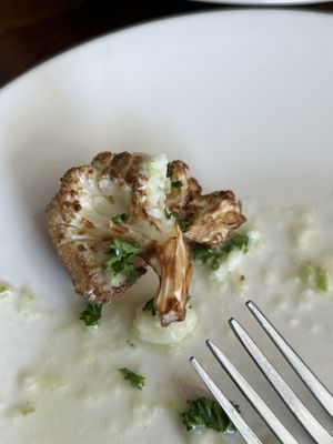 fried cauliflower with garlic citrus saucee  at Squires Corner Kitchen in Lexington