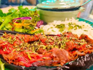 Epic tomato mince stuffed aubergine with a delicious creamy sweetcorn sauce #Veganuary at Alma Veg  in Carcavelos