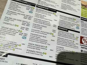 menu, all clearly labeled  at World of Pizza in Halle