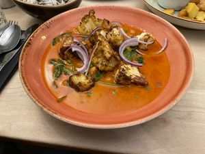 Roasted Cauliflower and Chick Pea Goan Curry at The Faulkner in Chester