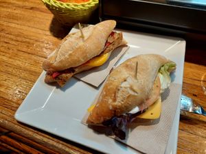 Sautéed tofu (left), vegan cheese and veganaise (right) at Café Dublin in Vitoria Gasteiz
