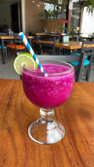 Dragonfruit lemonade   at The Green Spoon in La Fortuna