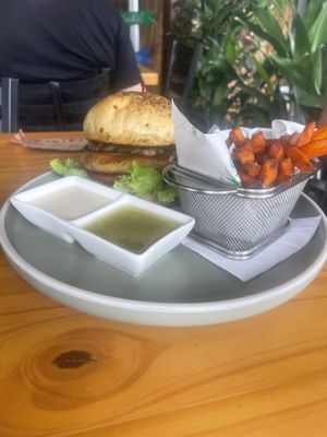 Vegan burger   at The Green Spoon in La Fortuna