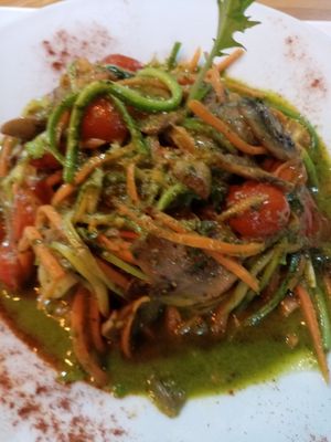 Vegan pasta at The Green Spoon in La Fortuna