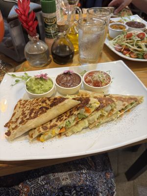 Vegan quesadillas   at The Green Spoon in La Fortuna