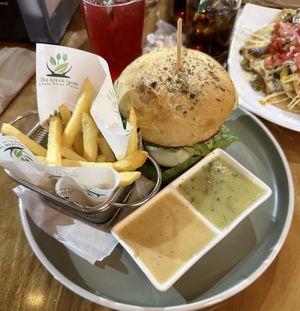 Vegan burger  at The Green Spoon in La Fortuna