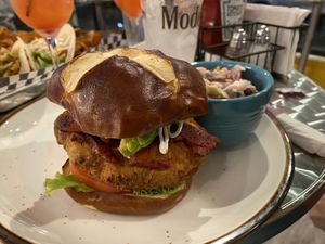 Chicken club sandwich with a side of beet slaw   at UnBEETable  in Schenectady