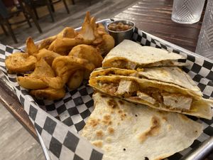 Jerk Chicken Quesadilla with Side Winders  at UnBEETable  in Schenectady