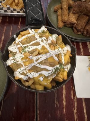 Cheese, gravy, and sour cream fries  at UnBEETable  in Schenectady