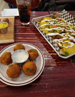 Nachos, Mac n cheese balls, pretzels, and cookie sandwich at UnBEETable  in Schenectady