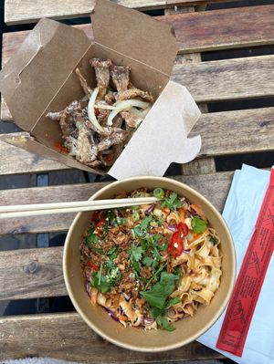 Salt n chilli oyster mushrooms, peanut noodles  at Ho Lee Fook  in Glasgow