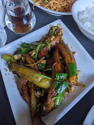 Garlic aubergine at Chop Chop at Luckies in Edinburgh