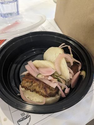 Seitan bao buns at Cottage St Ramen in Bar Harbor