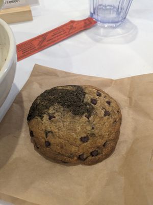 Chocolate chip with matcha marble cookie at Cottage St Ramen in Bar Harbor