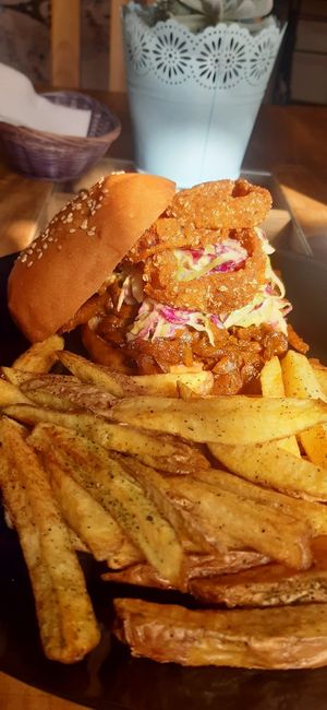 fake pulled pork at ALTRAMUZ - Sagarnaga in La Paz