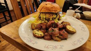 quinoa burger. fabulous. at ALTRAMUZ - Sagarnaga in La Paz