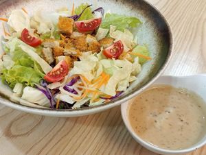 Katsu Caesar Salad at Sambelano - Vegetariano Cafe in Batam