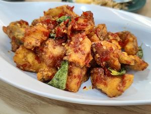 mock "eels" at Sambelano - Vegetariano Cafe in Batam