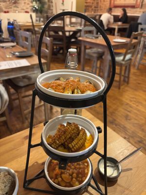 Top of the vegan tower   at Small World Tapas in Torquay