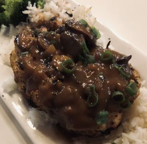 Cauliflower Steak with Mushroom Sauce at June Bug Cafe in Midpines