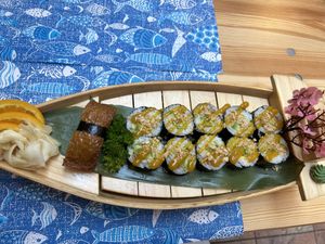 Vegan Futo 10KS and inari tofu nigiri  at OMG Asian Restaurant in Prague