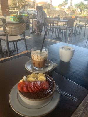 Chia pudding breakfast bowl  at Papaya Cafe in Santa Maria