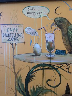 The wall art at Dangerous Kitchen =  at Dangerous Kitchen in Takaka