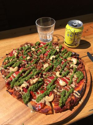 Vegan Pizza (without spinach) at Dangerous Kitchen in Takaka