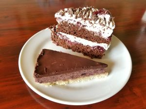 'Cherry Ripe' slice & Black Forest Gateaux at Dangerous Kitchen in Takaka