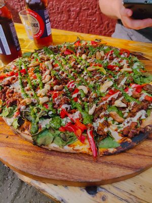 The bean-heavy pizza at Dangerous Kitchen in Takaka