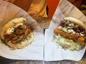 Bao gyros and bao crispy tofu  at Baomerang in Porto