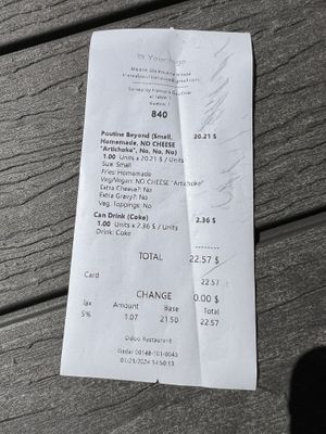 BUYER BEWARE - PRICES NOT AS MARKED  at Maison D' la, Poutine House in Harrison Hot Springs