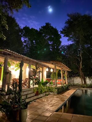 The restaurant at night.  at Coelho Vegano in Tibau Do Sul