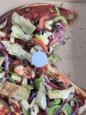 They forgot the vegan cheese  at Pizza My Heart  in Aptos