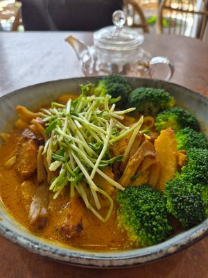 Laksa vegan if they remove egg at Vine Cafe in Johor Bahru