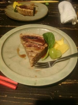 Vegan banana tarte at Asian Chample Foods Goya in Kyoto